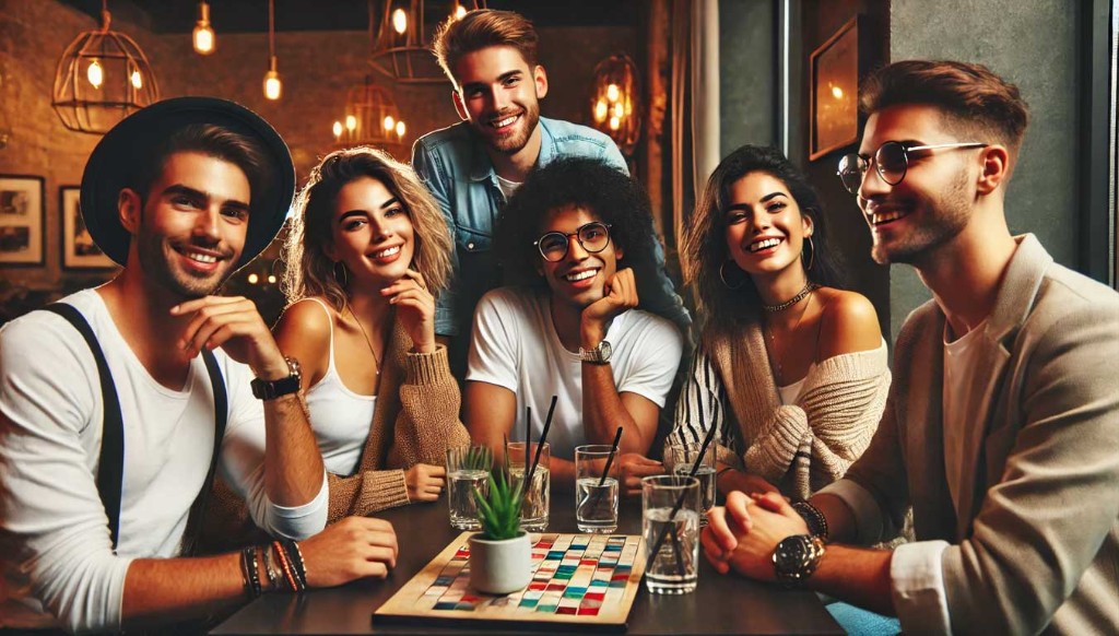 Couple playing a conversation game