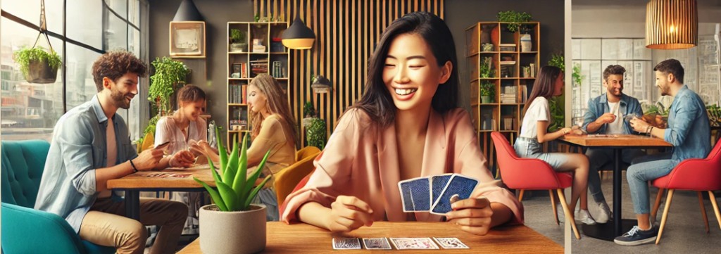 Friends playing a card game